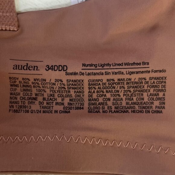 Auden Nursing Bra 34DDD Mauve Lightly Lined Wirefree Soft Support - Picture 8 of 11